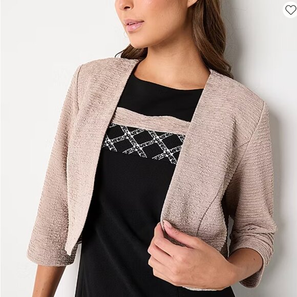 Maya Brooke Almond Black 2 Piece Jacket Dress Set 24W Formal Wedding Church NWT - Picture 3 of 13